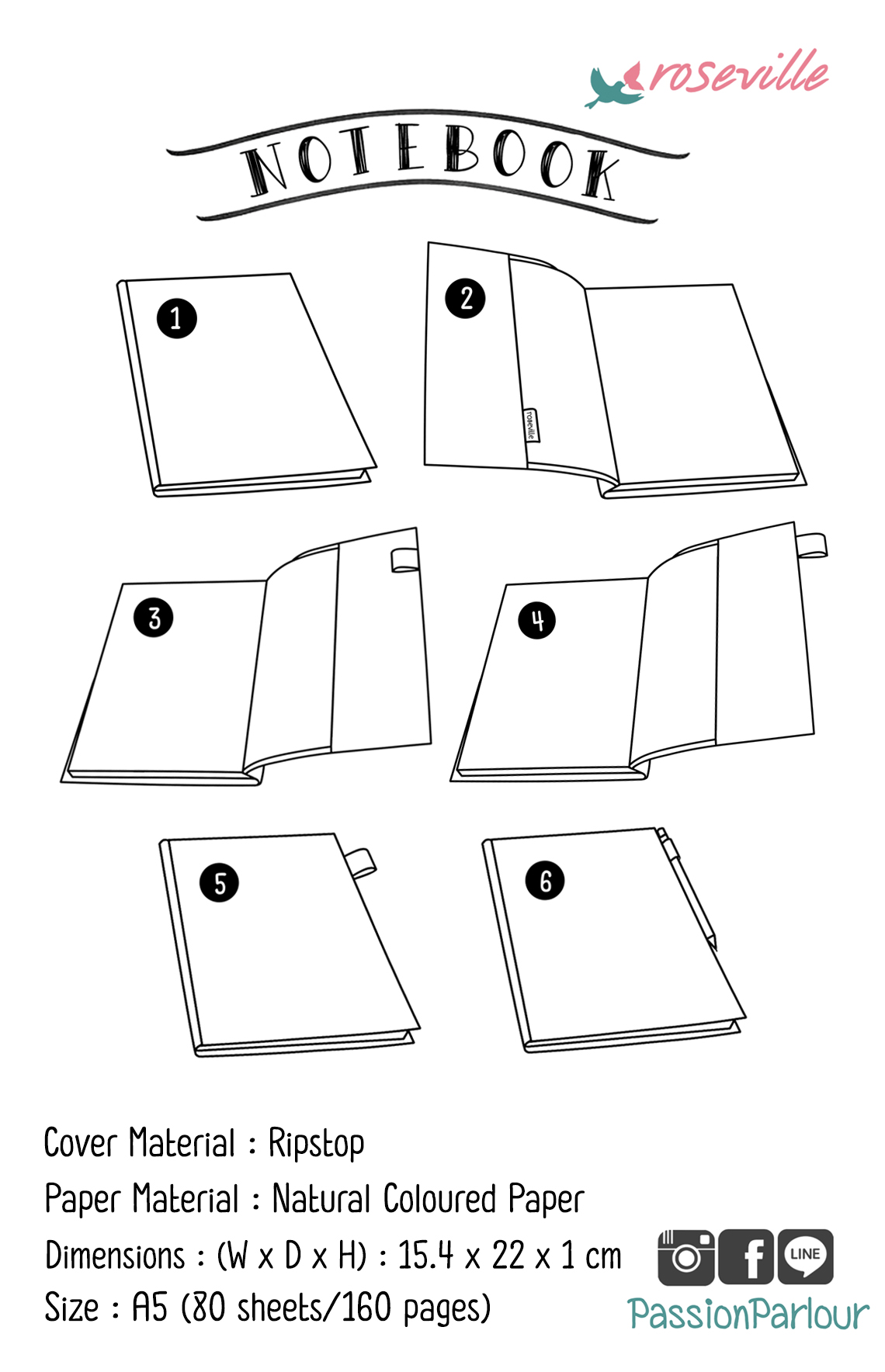สมุดโน้ตปกผ้ากันน้ำ ลายน่ารัก